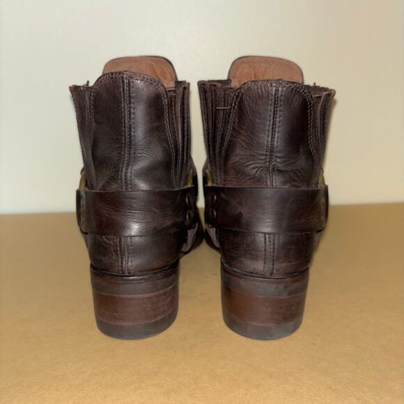 Vintage Wrangler Harness Boots Men’s 8 Brown Leather Ankle Engineer Biker Boots - Picture 4 of 9